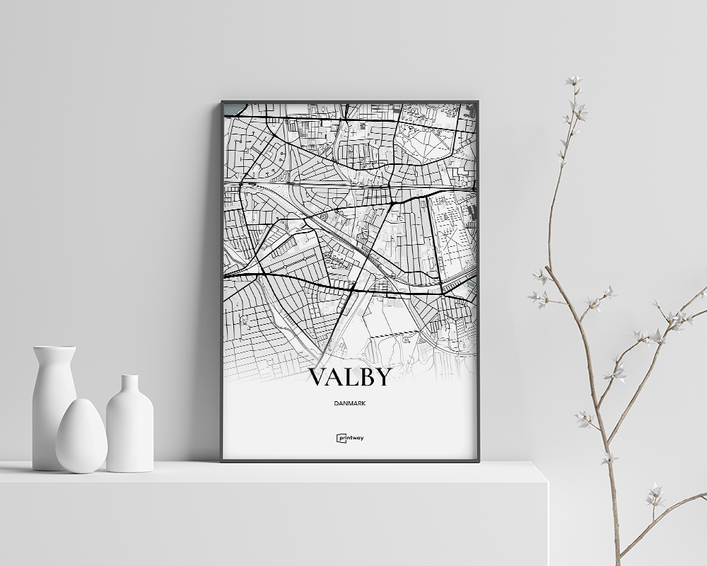 Valby Bykort Plakat – Minimalistisk Design A4 21x30 cm