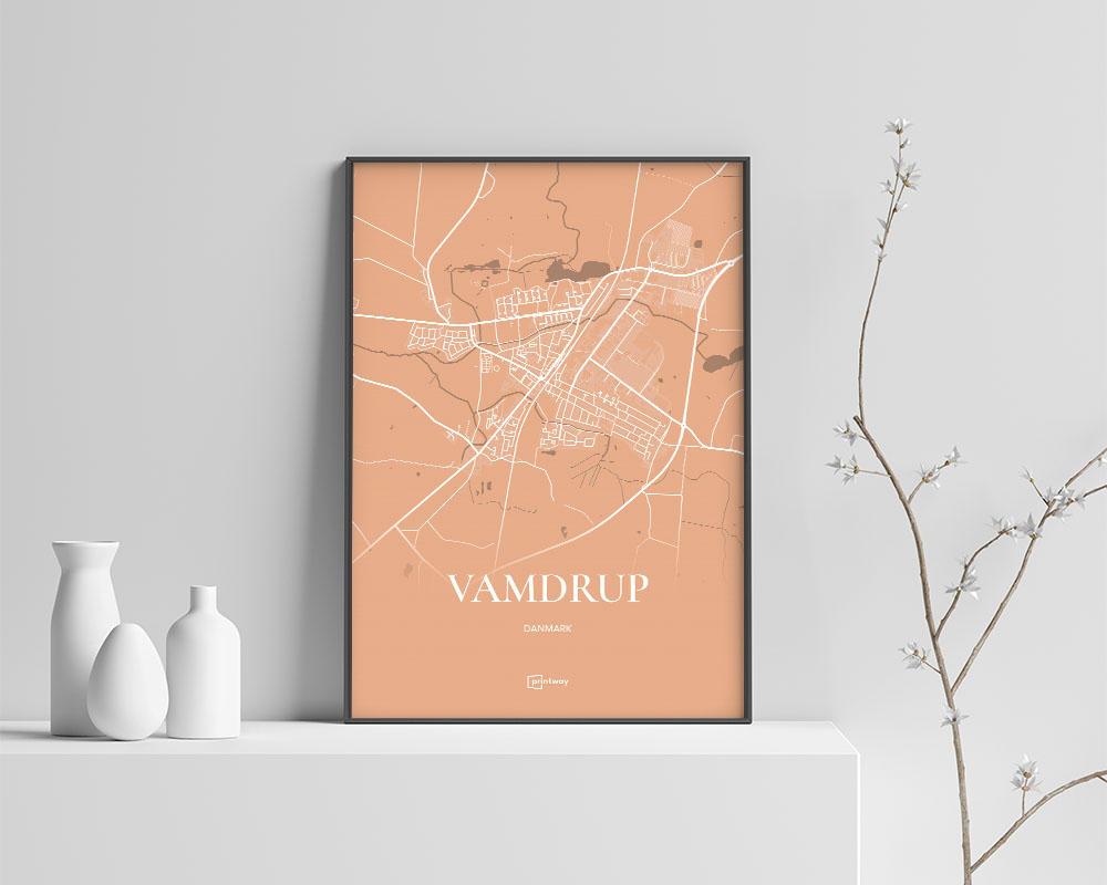 Vamdrup Bykort Plakat i Guld – Elegant Indretning A4
