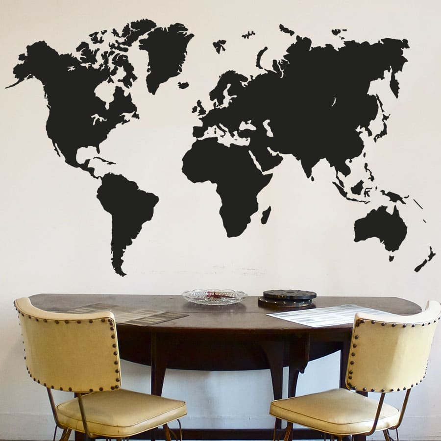 Verdenskort Silhuet Wallsticker – Fantastisk tilbud!