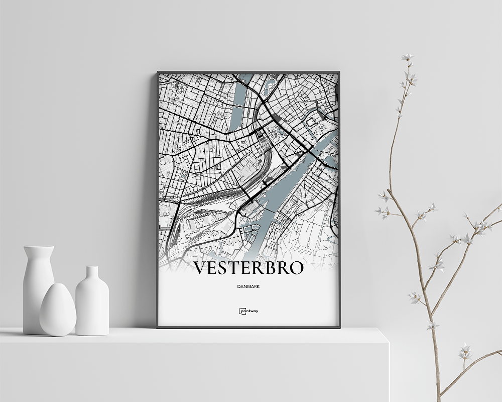 Vesterbro Bykort Plakat – Minimalistisk A4 Design