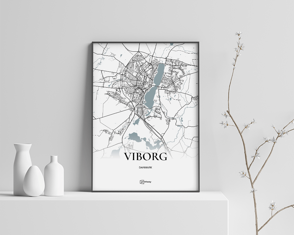 Viborg Bykort Plakat - Minimalistisk Design 21x30 cm