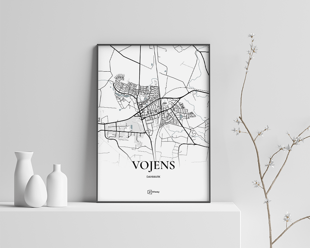 Vojens Bykort Plakat - Minimalistisk Design 70x100 cm