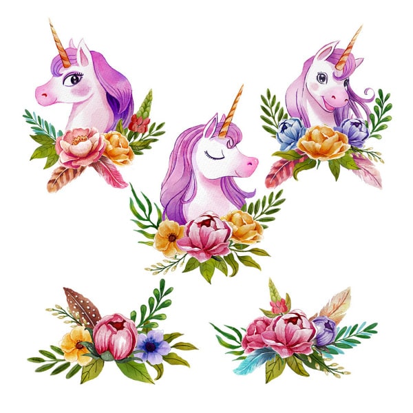 Magisk Enhjørning Wallsticker til Pigeværelse - Lilla Manke