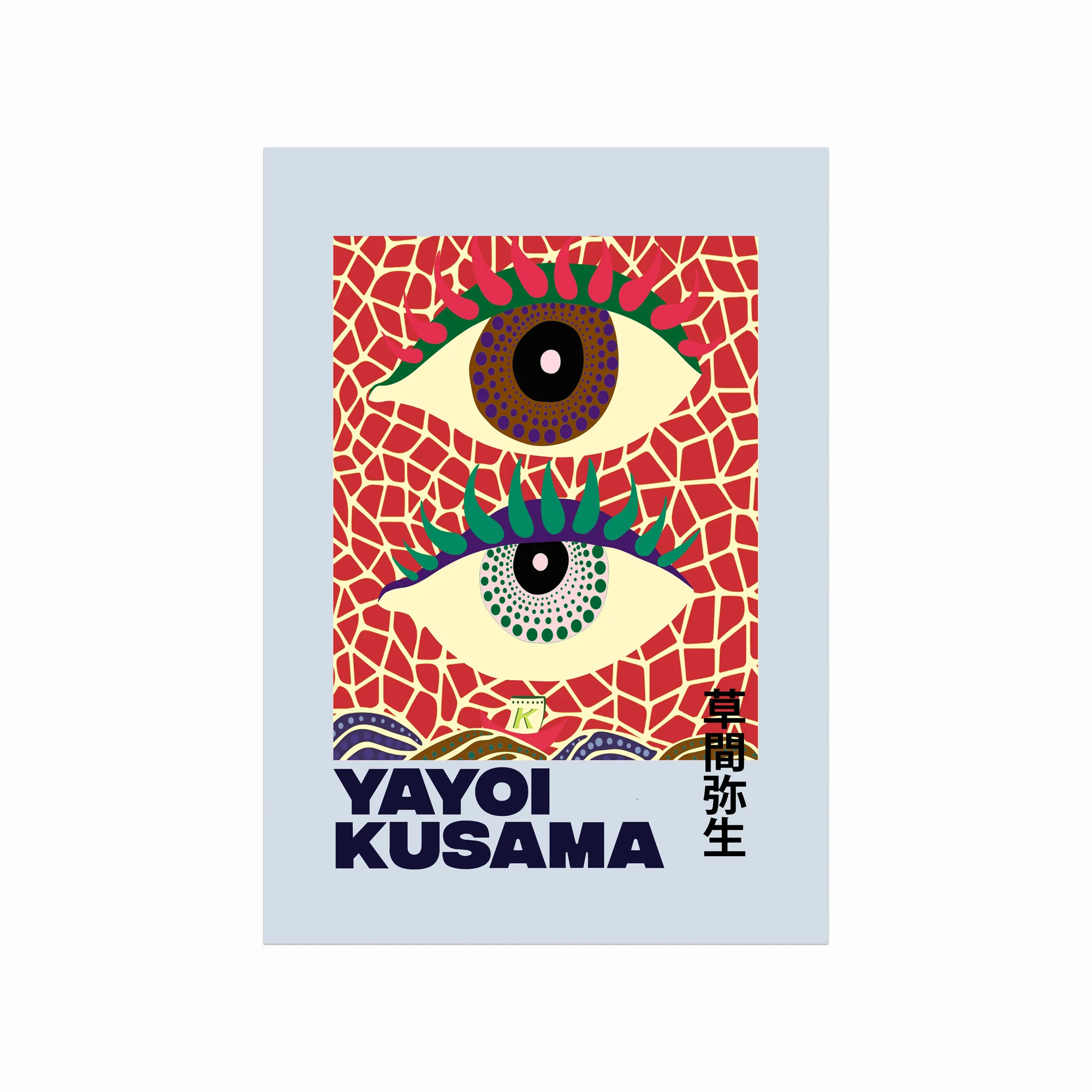 Yayoi Kusama Plakat - Blå Øjne til Dit Hjem Kunstværk
