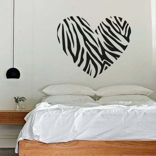 Zebra Hjerte Wallsticker - Unik Dekoration til Dit Hjem