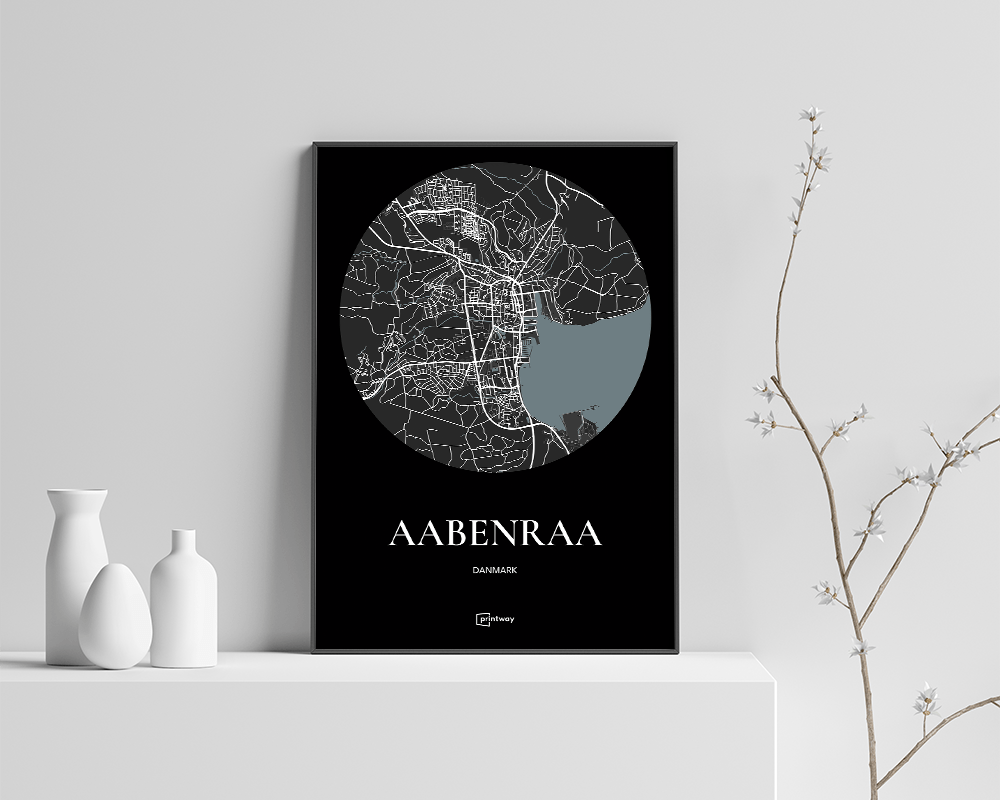Aabenraa Bykort Plakat – Minimalistisk Design A3