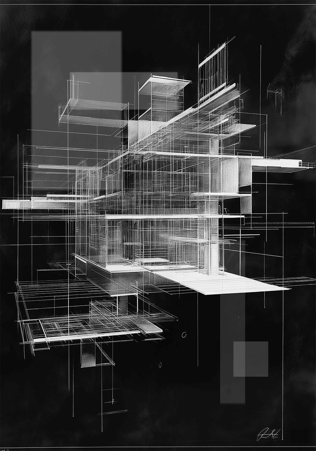 Arkitektonisk Komposition 01 – Unik Kunst af Rasmus Lassen