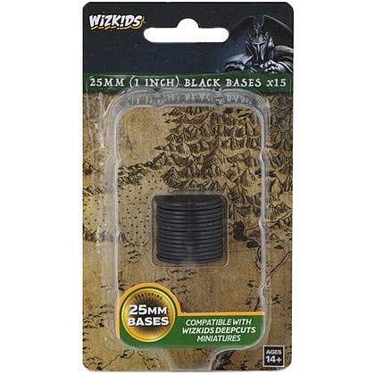 Baser Wizkids Deep Cuts Black 25mm Round Bases 15 Wzk73593