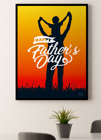 Fars Dag Plakat – Silhuet af Far i Solnedgang A4 til 199 kr.