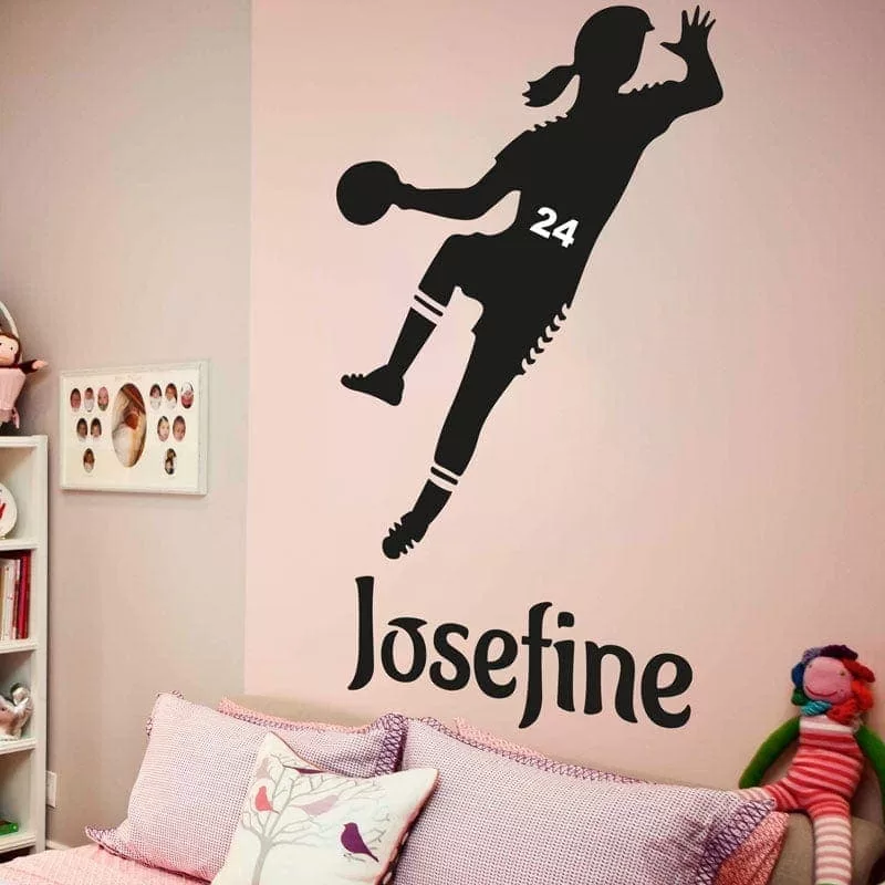 Personlig Håndbold Wallsticker til Piger – Unik Vægkunst