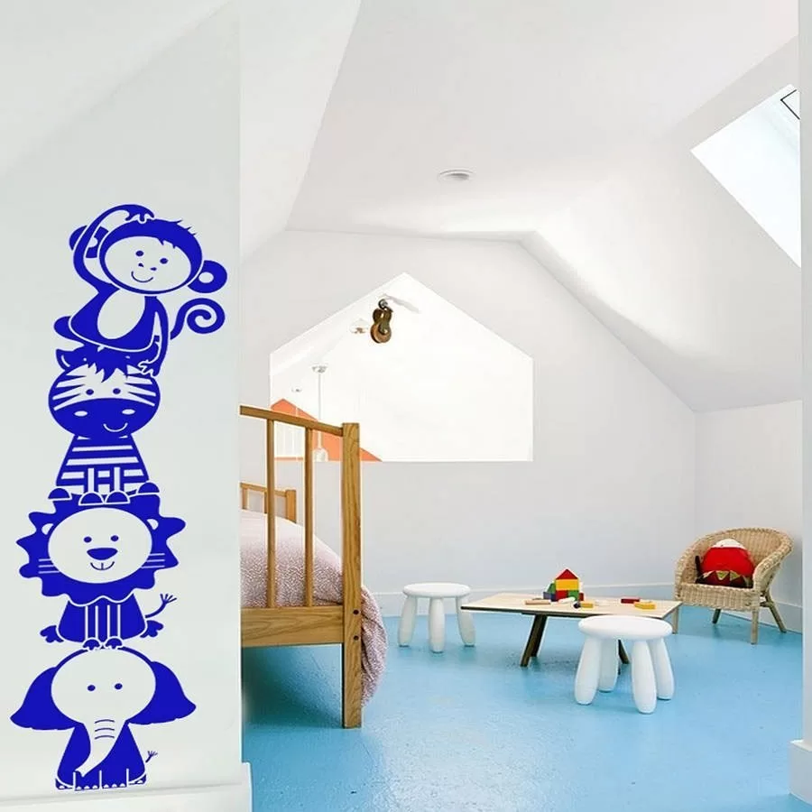 Farverige Jungle Dyr Wallstickers til Børneværelset