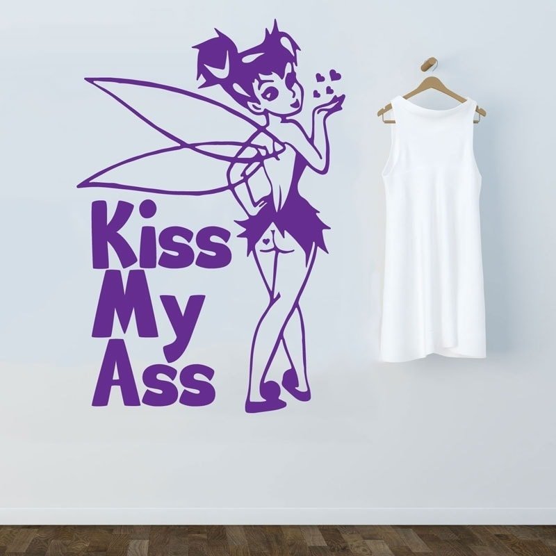 Sjov "Kiss My Ass" Vægklistermærke til Ungdomsværelset