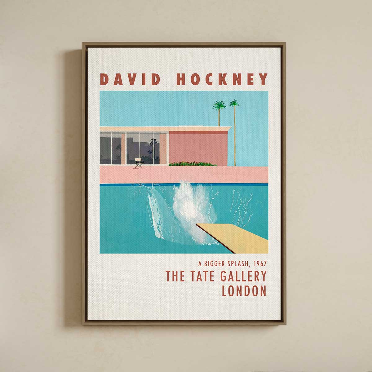 Lærredsprint Med Svæveramme David Hockney Bigger Splash