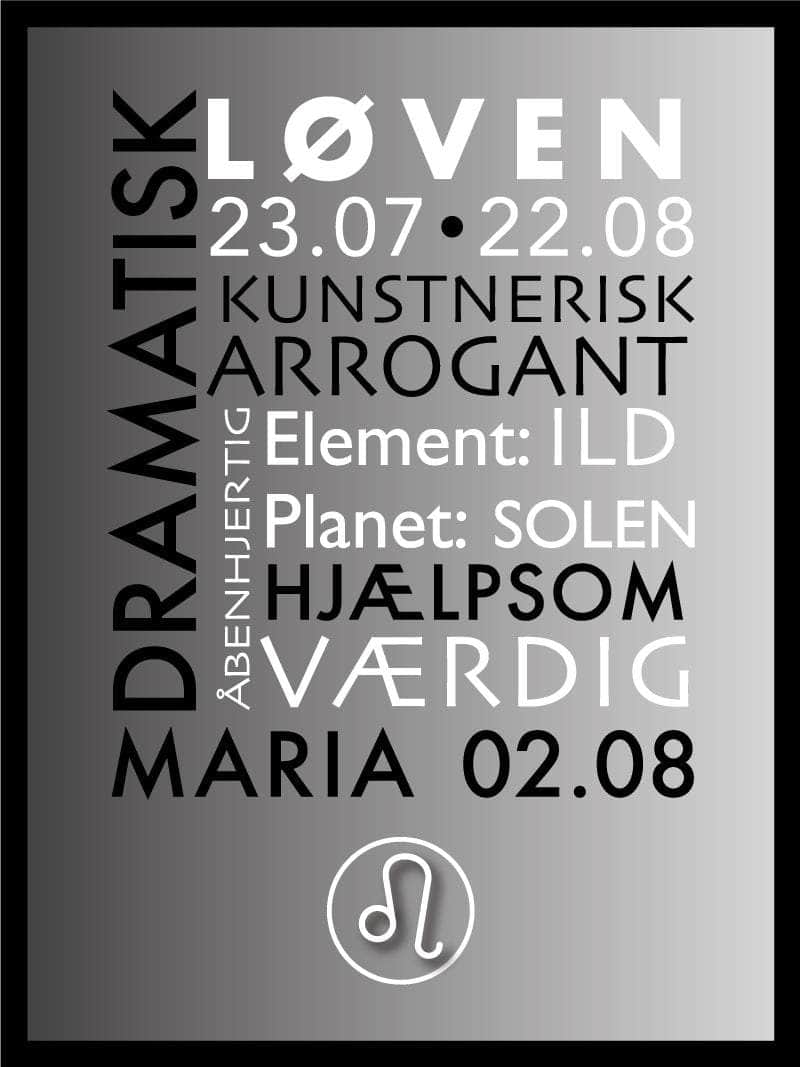 Løven Stjernetegn Plakat med Tekst - Unik Design