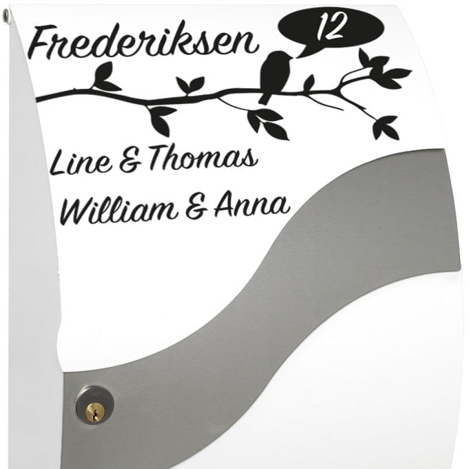 Personlig Fugl Wallsticker til Postkasse – Unik Dekoration