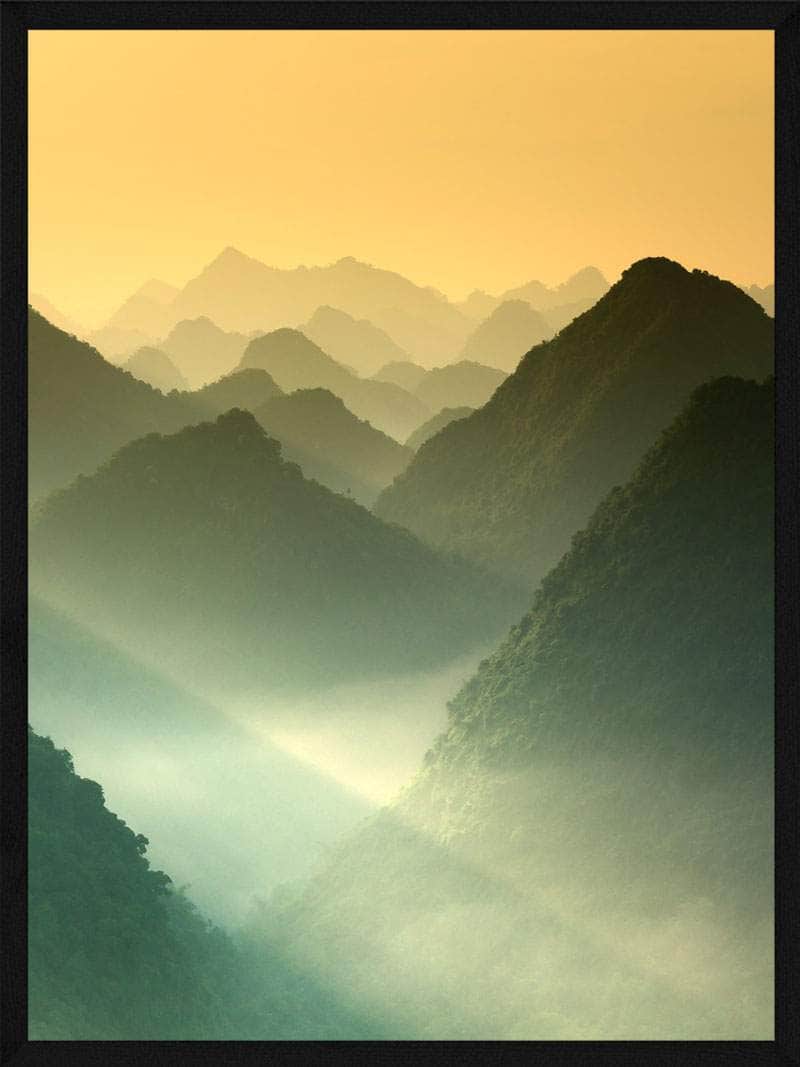 Solnedgang Bjergene Plakat
