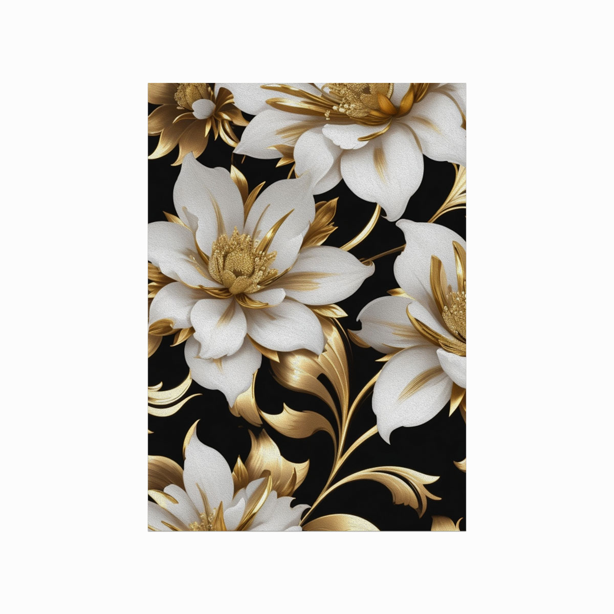 Luksuriøs Plakat med Guld og Sølv – Splendid Flower