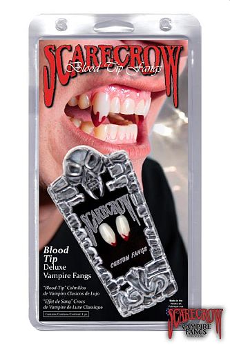 Vampyrtænder med Blodtips - Klassisk Scarecrow Design