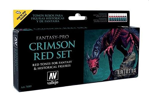 Vallejo Fantasy Pro Malersæt: Crimson Røde Nuancer