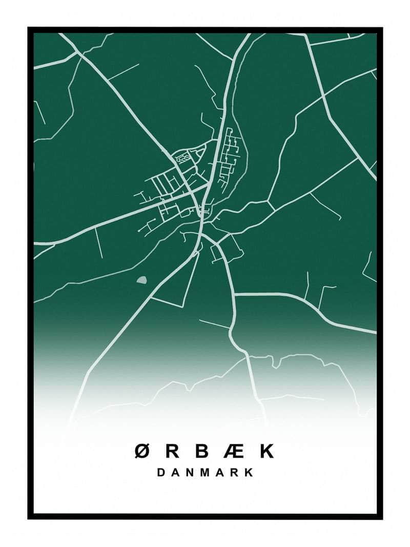 Ørbæk Plakat – Detaljeret Kort over Ørbæk By