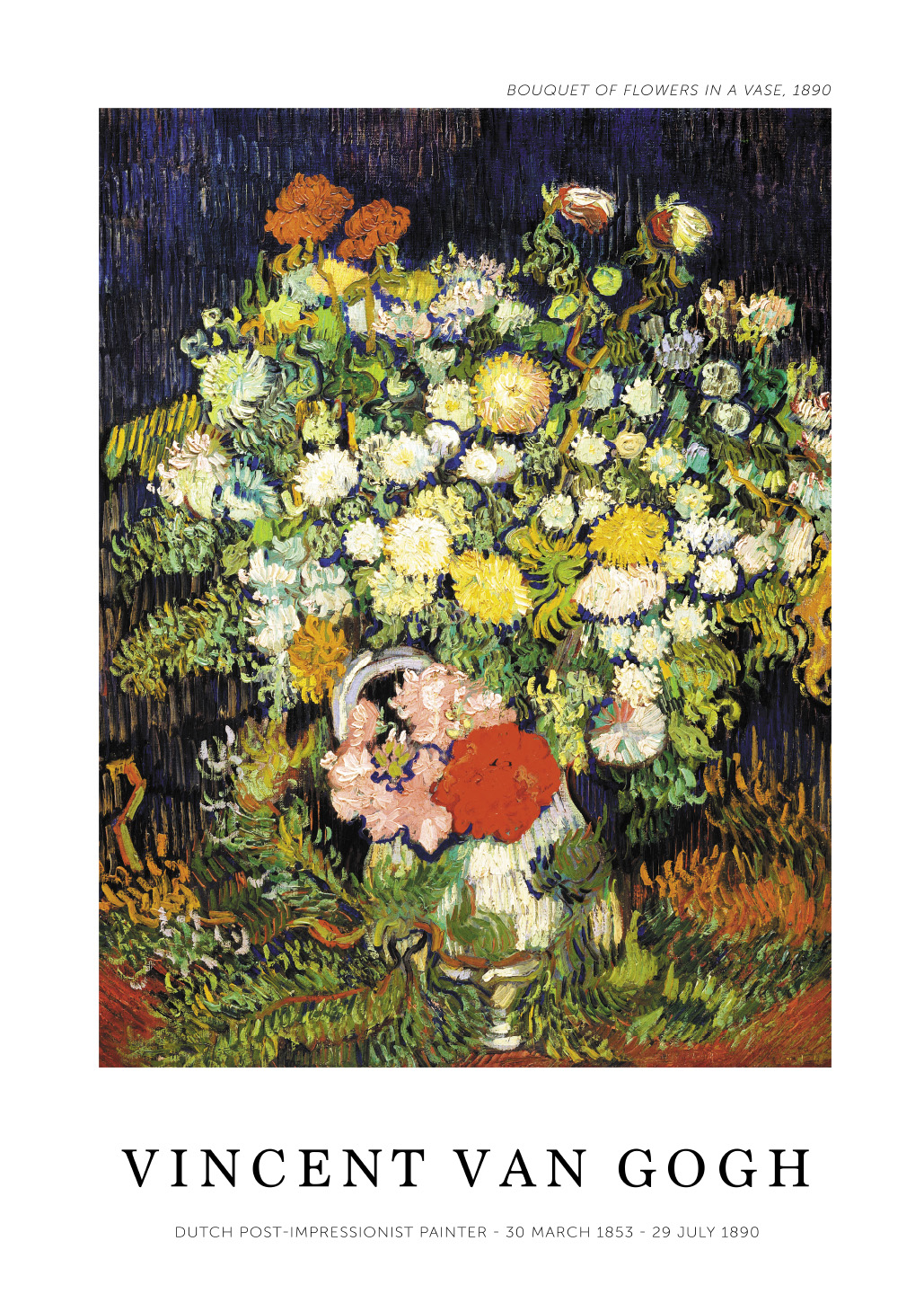 Smuk Kunsttryk af Blomsterbuket i Vase – Gør Dit Hjem Levende