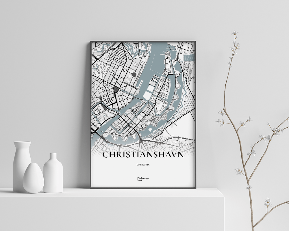 Christianshavn Bykort Plakat – Minimalistisk Design A4