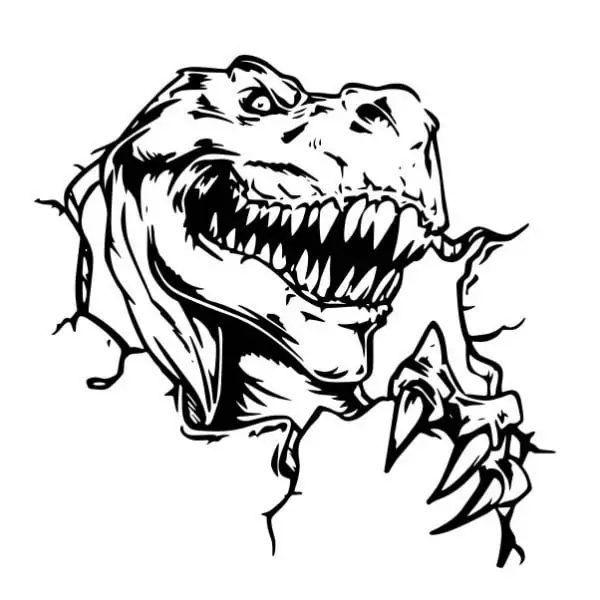 Dino Væggesticker – T-Rex Bryder Igennem 57x56cm Tilbud!