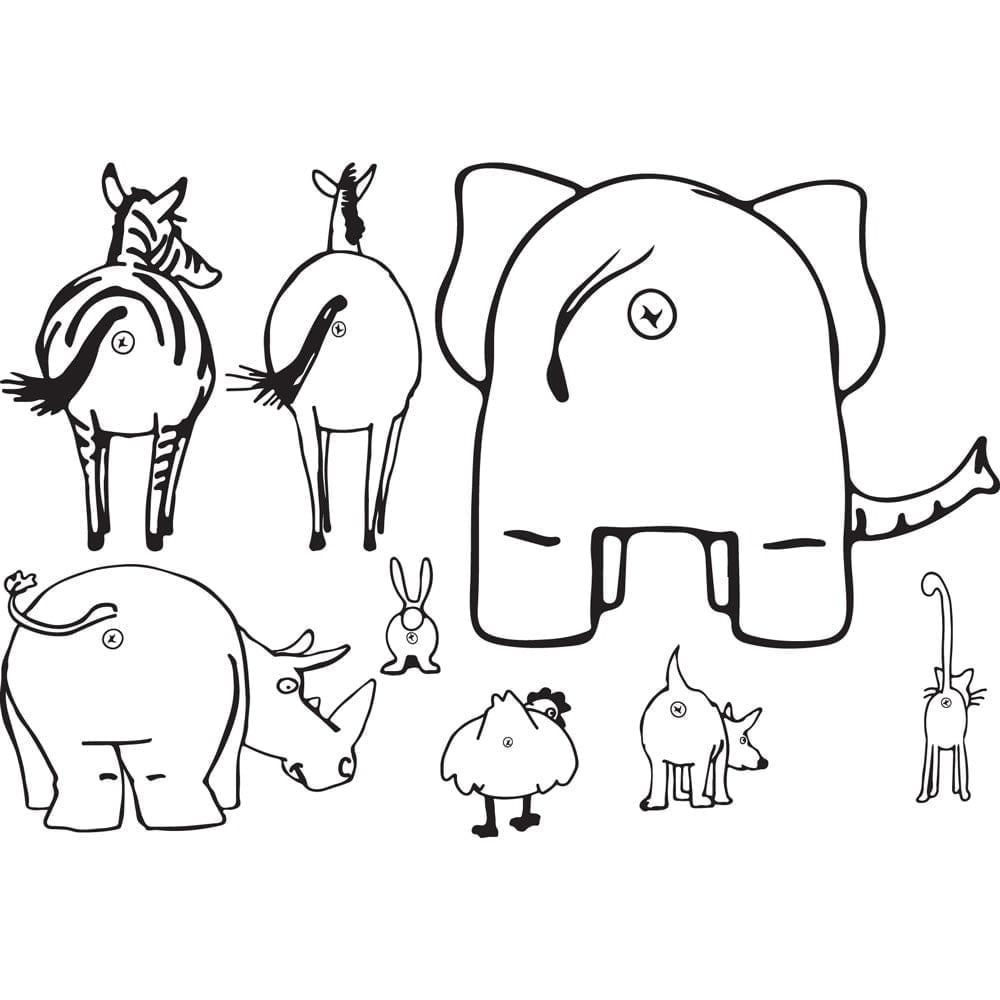 Sjove Dyr Med Røv Wallsticker – Humor til Dit Hjem!