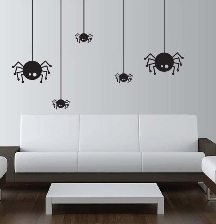 Skræmmende Edderkopper Wallstickers til Halloween Deko!