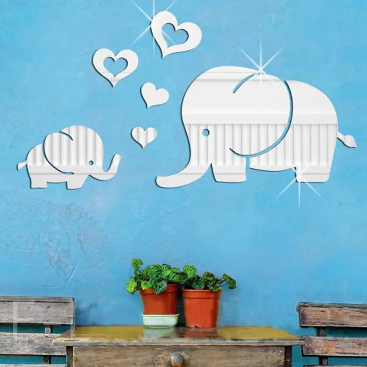 Søde Elefant Spejle med Hjerter – Dekorative Klistermærker