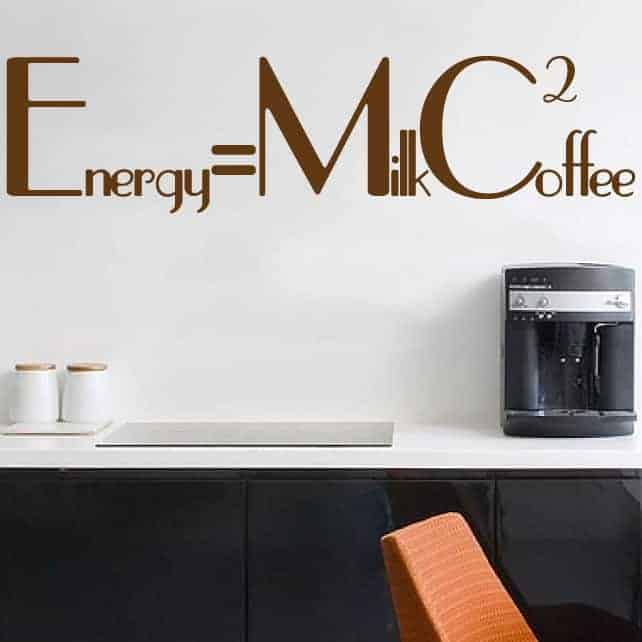 Sjov Vægklistermærke: Energi = Mælk Kaffe Dekoration