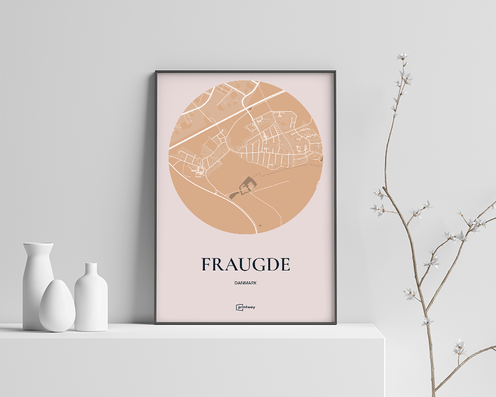 Fraugde Bykort Plakat i Guld – Elegant A1 Dekoration