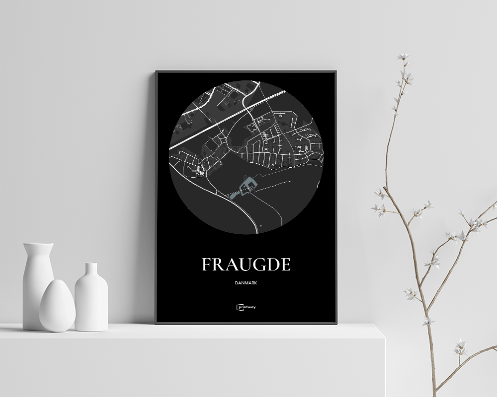 Fraugde Bykort Plakat – Minimalistisk Vægkunst 50x70 cm