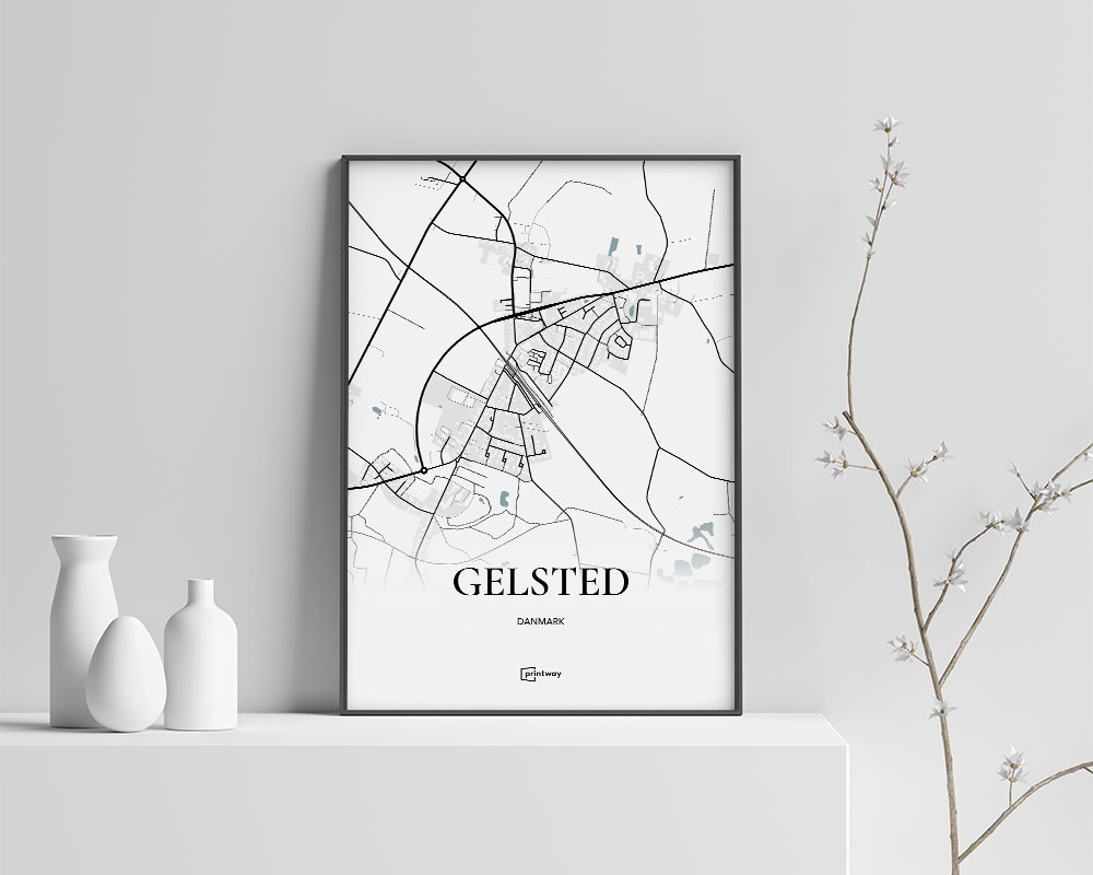 Gelsted Bykort Plakat – Elegant Minimalisme 21x30 cm
