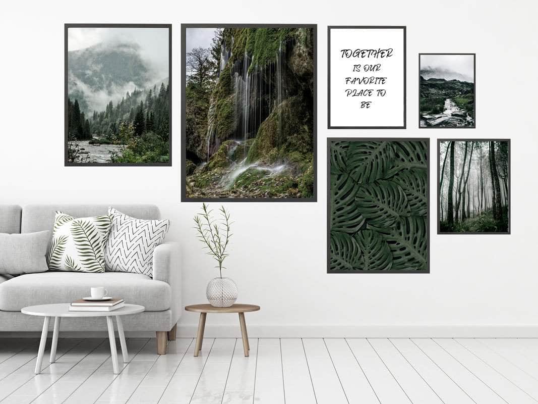 Grøn Billedvæg med Inspirerende Citater fra Postersbyus