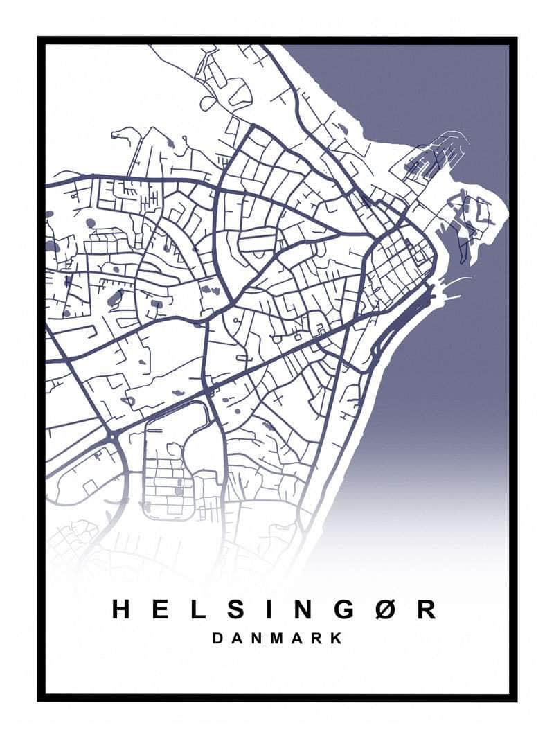 Helsingør Plakat - Detaljeret Kort over Helsingør By