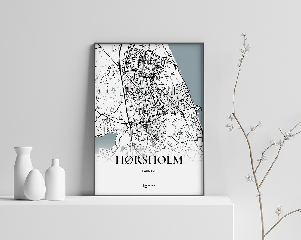 Hørsholm Bykort Plakat - Minimalistisk Design A4