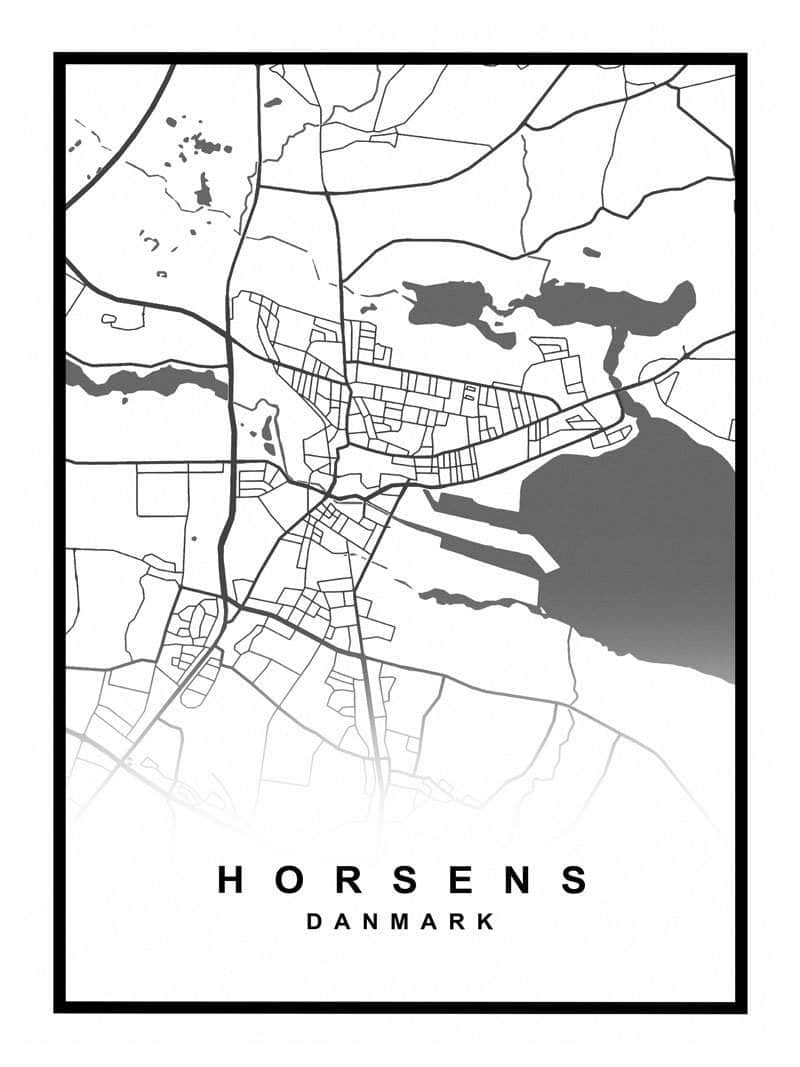 Horsens Plakat med Detaljeret Kort over Byen