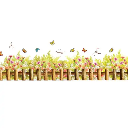 Hyggeligt vægklistermærke med blomster og sommerfugle