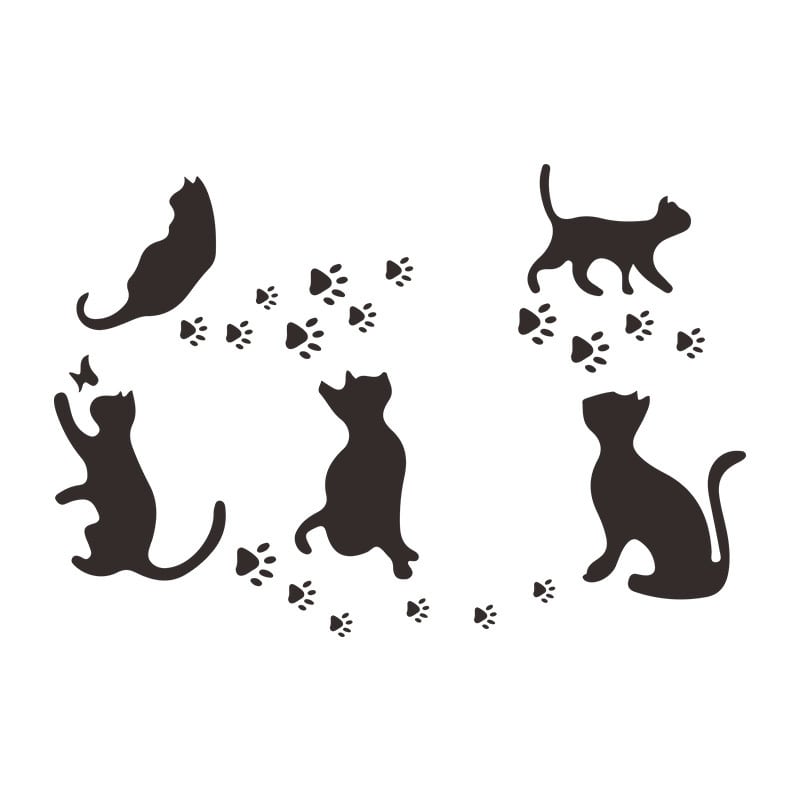Søde katte wallsticker med fodspor til vægdekoration