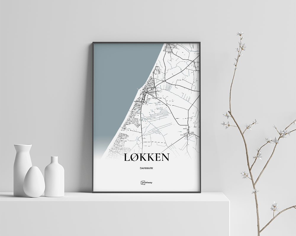 Løkken Bykort Plakat - Minimalistisk Design 21x30 cm