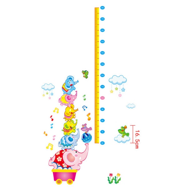 Målebånd Wallsticker med Elefanter til Børneværelset
