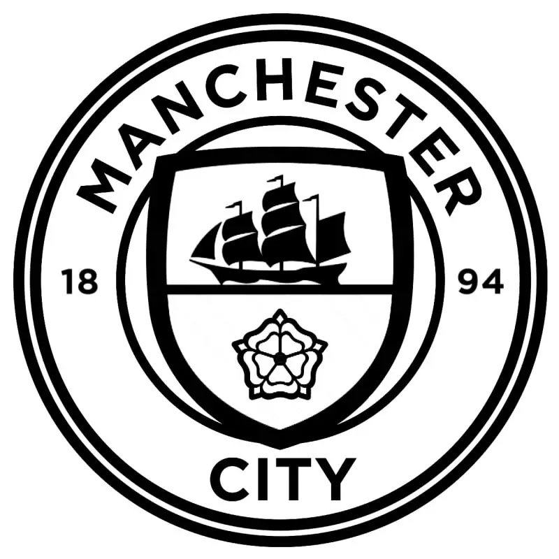 Manchester City Vægklistermærke – Stort Sort Logo til Fans