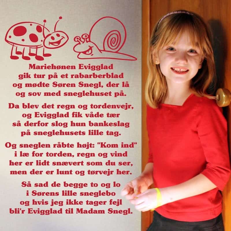 Mariehønen Evigglad Vægklistermærke til Børneværelset