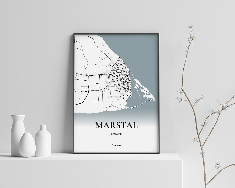 Marstal Bykort Plakat - Unik Minimalistisk Design A4
