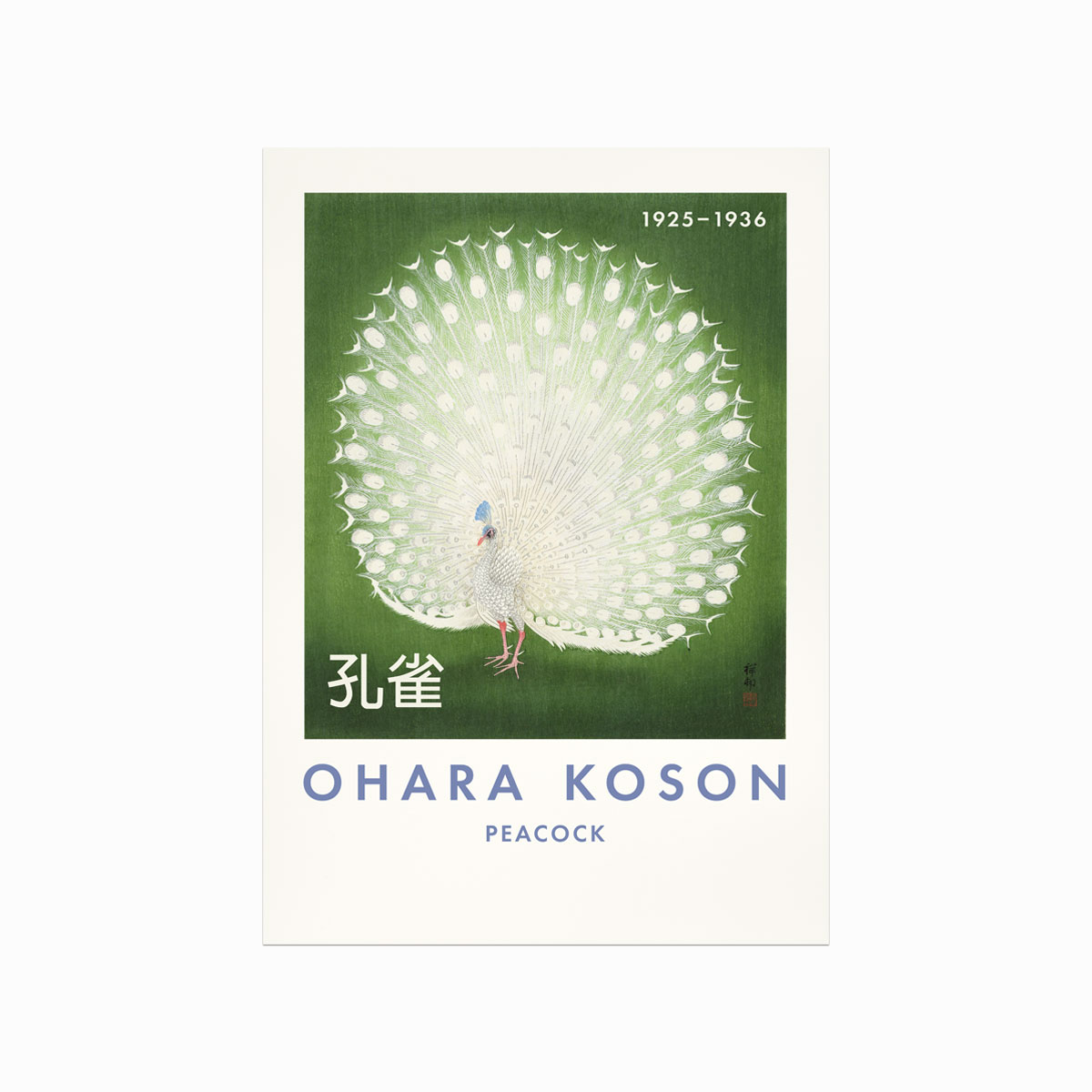 Ohara Koson Plakat Påfugl Grøn