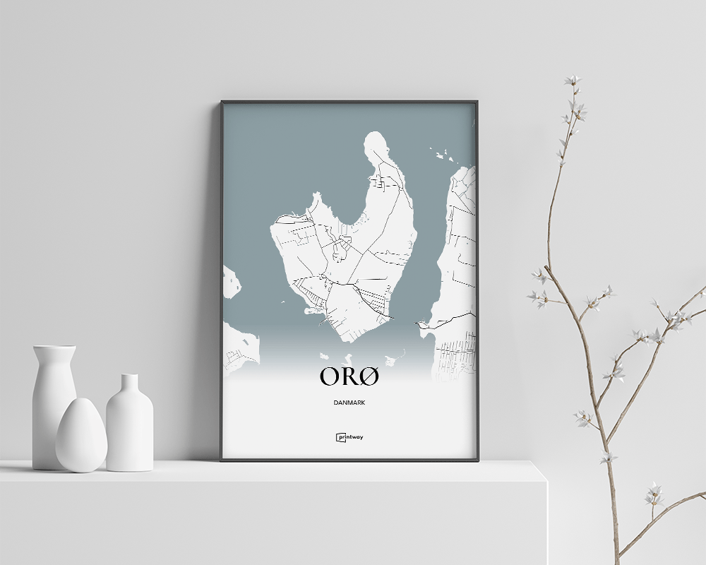 Orø Bykort Plakat - Minimalistisk Design A4 30x21 cm