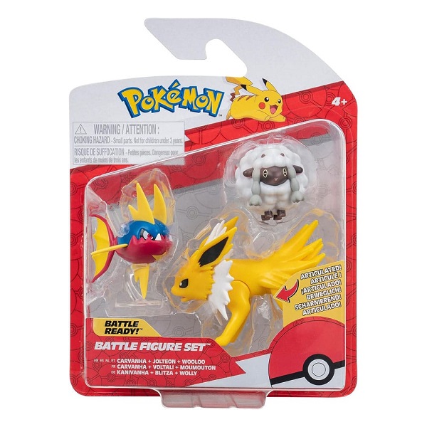 Pok 195 169 Mon: Battle Feature Action Figures -pack Wooloo Carvanha Jolteon 5cm
