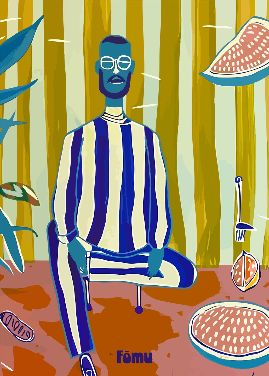 Unik Kunst: Pyjamasmand med Briller til Dit Hjem