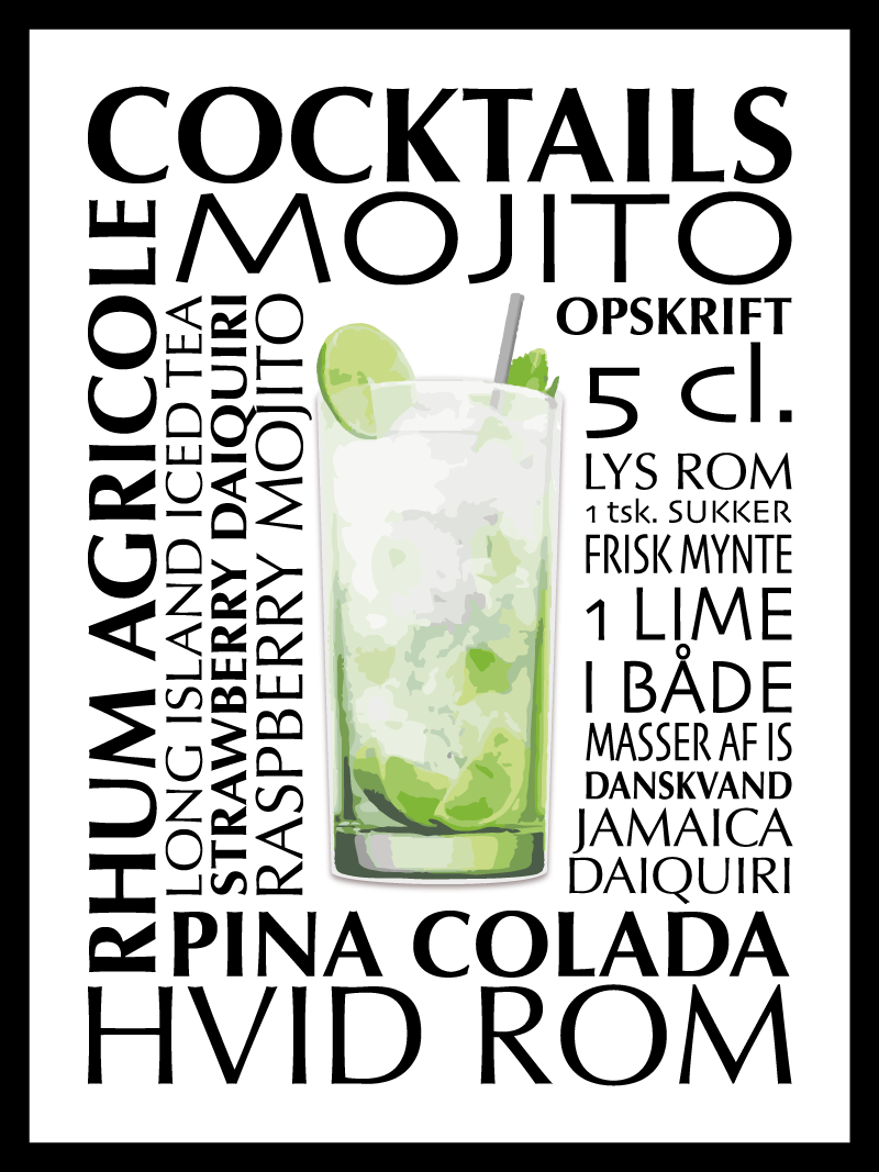 Rom Plakat med Cocktailopskrift – Must-Have for Rom-elskere!